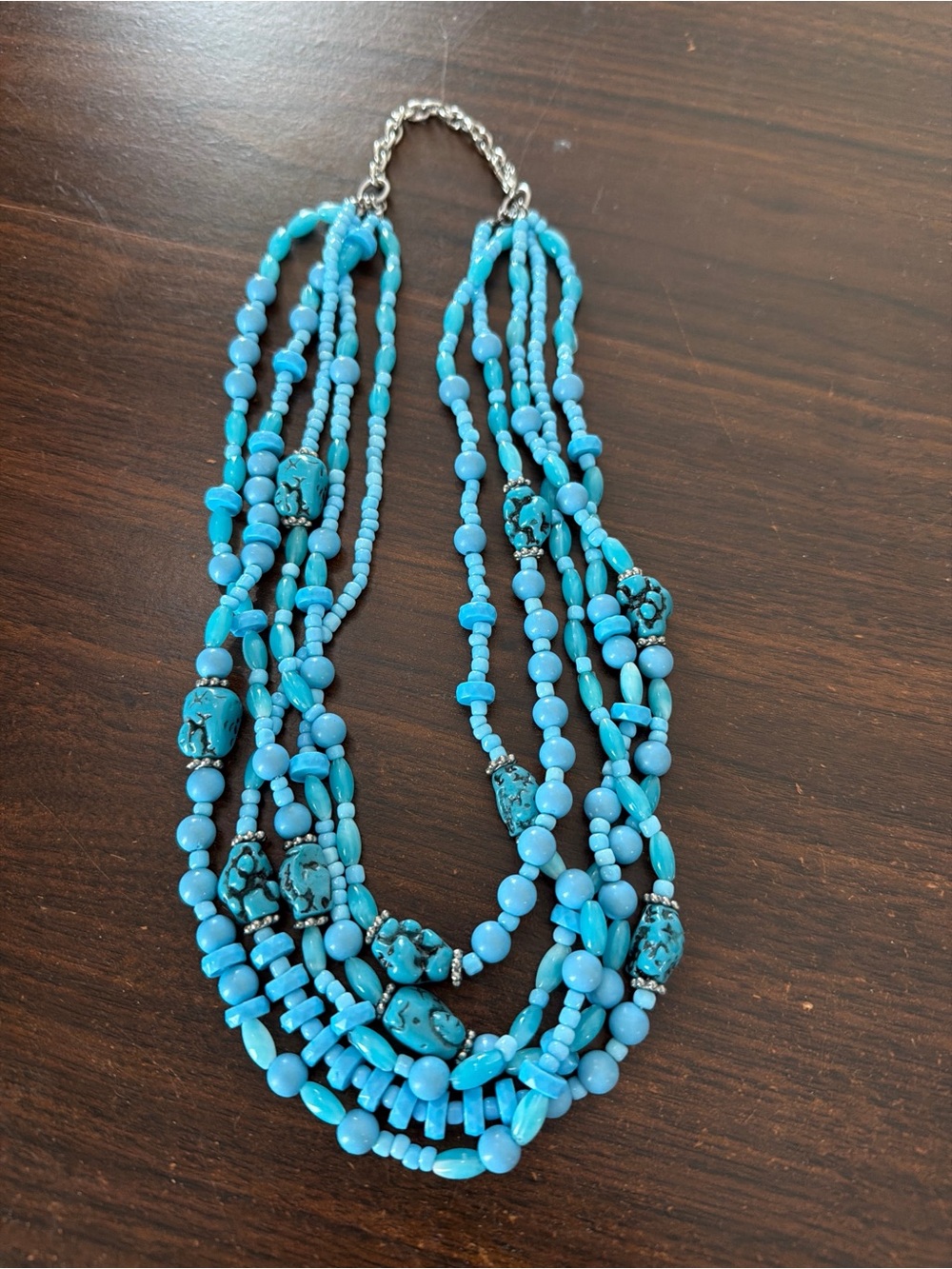 Vintage Boho Turquoise Multi-Strand Beaded Statement Necklace Southwestern